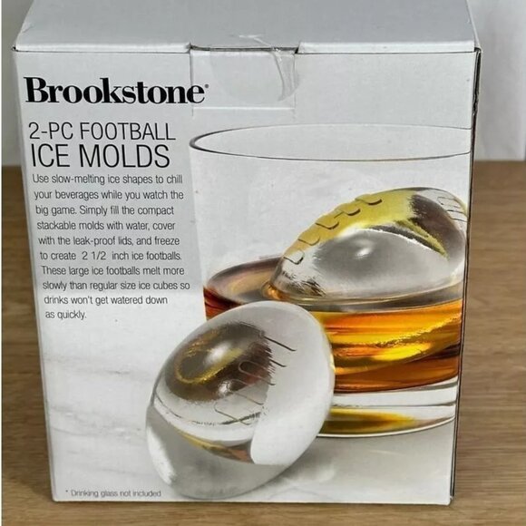 Brookstone Football Ice Molds for Whiskey Scotch Bourbon - 2 Piece - New in Box! - Picture 2 of 3